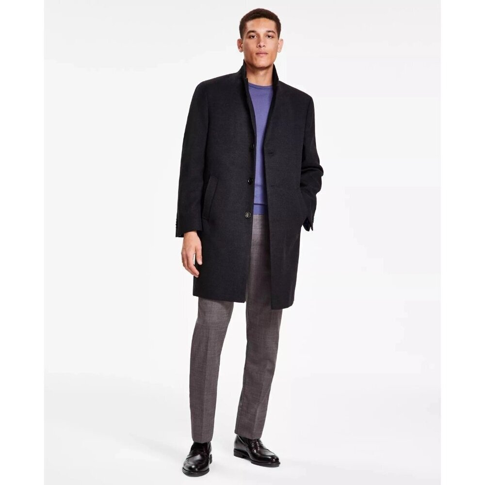 Kenneth Cole Reaction Men's 40R Gray Overcoat Polyester Blend Jck182